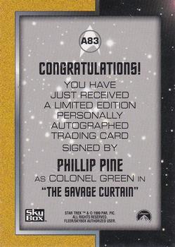 1999 SkyBox Star Trek The Original Series 3 - Autographs #A83 Phillip Pine Back