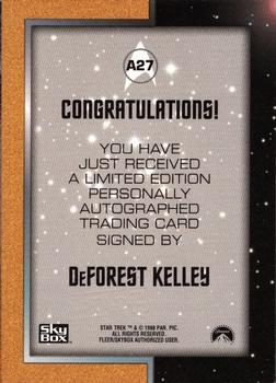 1998 SkyBox Star Trek The Original Series 2 - Autographs #A27 DeForest Kelley Back