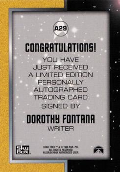 1998 SkyBox Star Trek The Original Series 2 - Autographs #A29 Dorothy Fontana Back