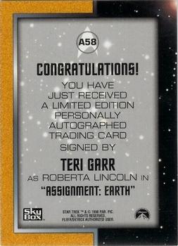 1998 SkyBox Star Trek The Original Series 2 - Autographs #A58 Teri Garr Back