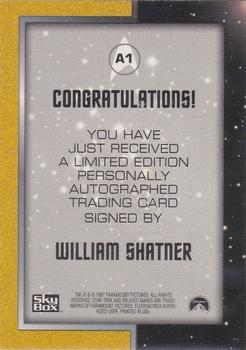 1997 SkyBox Star Trek Original Series 1 - Autographs #A1 William Shatner Back