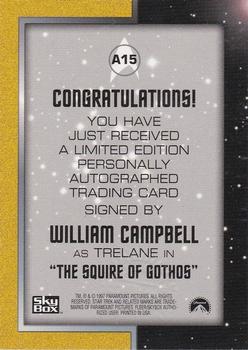 1997 SkyBox Star Trek Original Series 1 - Autographs #A15 William Campbell Back