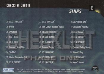 1995 SkyBox 30 Years of Star Trek Phase One #99 Checklist Card A: 1-54 Back