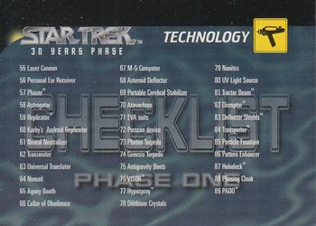 1995 SkyBox 30 Years of Star Trek Phase One #100 Checklist Card B: 55-100 and Inserts Front