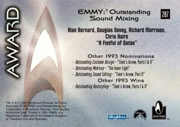 1996 SkyBox 30 Years of Star Trek Phase Three #287 Emmy: Outstanding Sound Mixing Back