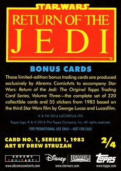 2016 Abrams Topps Return of the Jedi Book Bonus Cards #2 Card #1 Back