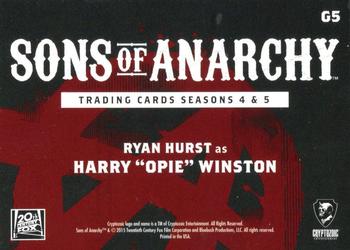 2015 Cryptozoic Sons of Anarchy Seasons 4-5 - Gallery #G5 Ryan Hurst Back