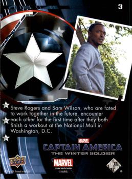 2014 Upper Deck Captain America The Winter Soldier #3 Steve Rogers and Sam Wilson, who are fated to work Back