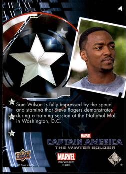 2014 Upper Deck Captain America The Winter Soldier #4 Sam Wilson is fully impressed by the speed and sta Back