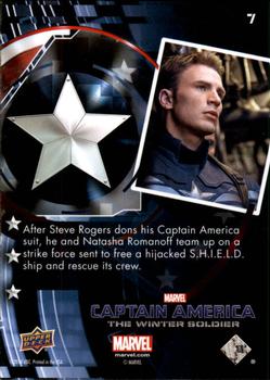 2014 Upper Deck Captain America The Winter Soldier #7 After Steve Rogers dons his Captain America suit, Back