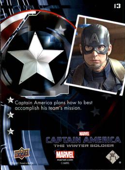 2014 Upper Deck Captain America The Winter Soldier #13 Captain America plans how to best accomplish his t Back