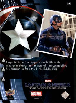 2014 Upper Deck Captain America The Winter Soldier #14 Captain America prepares to battle with whatever s Back