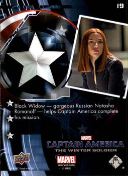 2014 Upper Deck Captain America The Winter Soldier #19 Black Widow - gorgeous Russian Natasha Romanoff - Back