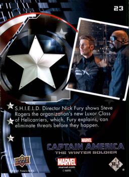 2014 Upper Deck Captain America The Winter Soldier #23 S.H.I.E.L.D. Director Nick Fury shows Steve Rogers Back