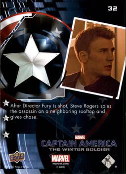 2014 Upper Deck Captain America The Winter Soldier #32 After Director Fury is shot, Steve Rogers spies th Back