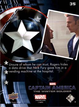 2014 Upper Deck Captain America The Winter Soldier #35 Unsure of whom he can trust, Rogers hides a data d Back