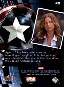 2014 Upper Deck Captain America The Winter Soldier #45 Agent 13 has been under cover as Steve Rogers' nei Back