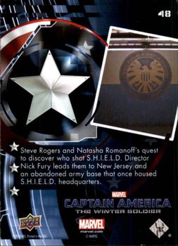 2014 Upper Deck Captain America The Winter Soldier #48 Steve Rogers and Natasha Romanoff's quest to disvo Back