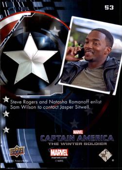 2014 Upper Deck Captain America The Winter Soldier #53 Steve Rogers and Natasha Romanoff enlist Sam Wilso Back