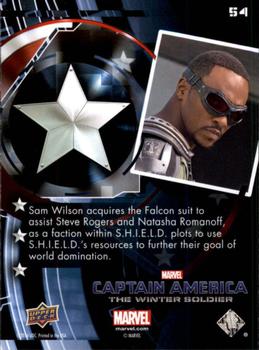 2014 Upper Deck Captain America The Winter Soldier #54 Sam Wilson acquires the Falcon suit to assist Stev Back