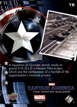 2014 Upper Deck Captain America The Winter Soldier #76 A squadron of Quinjets stands ready to guard S.H.I Back