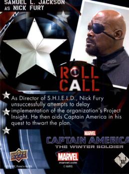 2014 Upper Deck Captain America The Winter Soldier #93 Samuel L. Jackson as Nick Fury Back