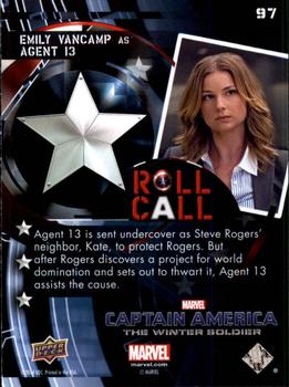 2014 Upper Deck Captain America The Winter Soldier #97 Emily Vancamp as Agent 13 Back