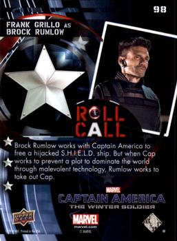 2014 Upper Deck Captain America The Winter Soldier #98 Frank Grillo as Brock Rumlow Back