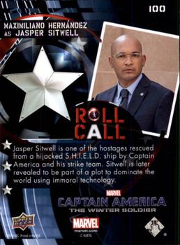 2014 Upper Deck Captain America The Winter Soldier #100 Maximiliano Hernandez as Jasper Sitwell Back