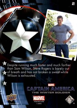 2014 Upper Deck Captain America The Winter Soldier - Silver Patriotic Foil #2 Despite running much faster and much farther than Back