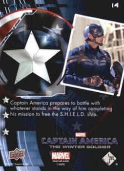 2014 Upper Deck Captain America The Winter Soldier - Silver Patriotic Foil #14 Captain America prepares to battle with whatever s Back