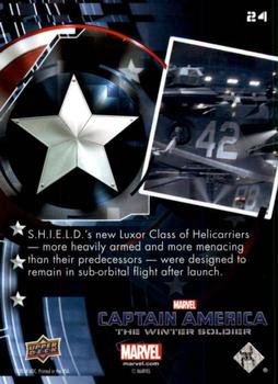 2014 Upper Deck Captain America The Winter Soldier - Silver Patriotic Foil #24 S.H.I.E.L.D.'s new Luxor Class of Helicarriers - m Back