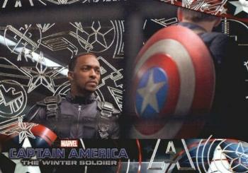 2014 Upper Deck Captain America The Winter Soldier - Silver Patriotic Foil #72 Falcon and Captain America prepare to continue the Front
