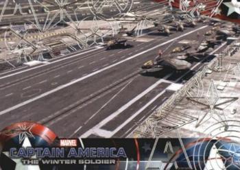 2014 Upper Deck Captain America The Winter Soldier - Silver Patriotic Foil #76 A squadron of Quinjets stands ready to guard S.H.I Front