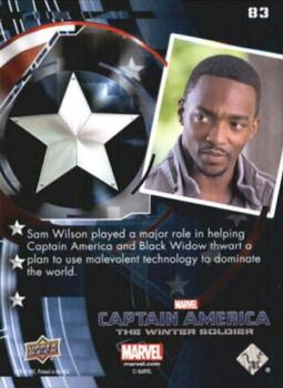 2014 Upper Deck Captain America The Winter Soldier - Silver Patriotic Foil #83 Sam Wilson played a major role in helping Captain Back