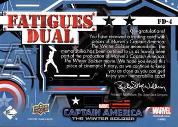 2014 Upper Deck Captain America The Winter Soldier - Fatigues Dual #FD-4 Black Widow / Maria Hill Back