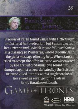 2016 Rittenhouse Game of Thrones Season 5 - Foil #39 Brienne of Tarth Back