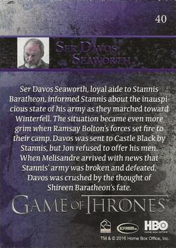 2016 Rittenhouse Game of Thrones Season 5 - Foil #40 Ser Davos Seaworth Back