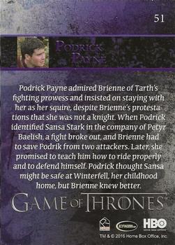 2016 Rittenhouse Game of Thrones Season 5 - Foil #51 Podrick Payne Back
