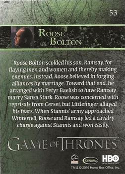 2016 Rittenhouse Game of Thrones Season 5 - Foil #53 Roose Bolton Back