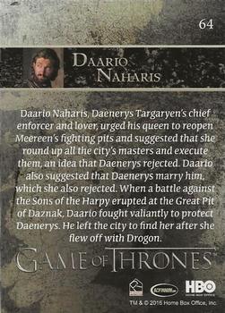 2016 Rittenhouse Game of Thrones Season 5 - Foil #64 Daario Naharis Back