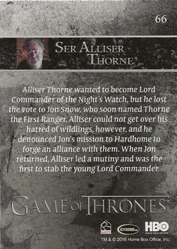 2016 Rittenhouse Game of Thrones Season 5 - Foil #66 Ser Alliser Thorne Back