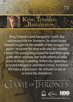 2016 Rittenhouse Game of Thrones Season 5 - Foil #72 King Tommen Baratheon Back
