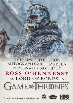 2016 Rittenhouse Game of Thrones Season 5 - Autographs Full Bleed #NNO Ross O'Hennessy Back