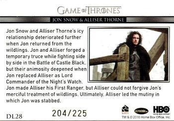 2016 Rittenhouse Game of Thrones Season 5 - Relationships Gold #DL28 Jon Snow / Alliser Thorne Back