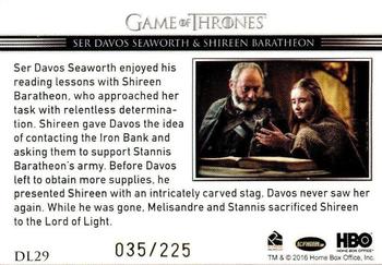 2016 Rittenhouse Game of Thrones Season 5 - Relationships Gold #DL29 Ser Davos Seaworth / Shireen Baratheon Back