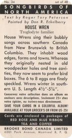 1959 Brooke Bond (Red Rose Tea) Songbirds of North America #34 House Wren Back