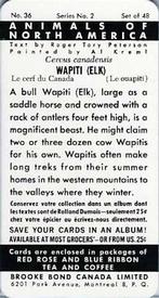 1960 Brooke Bond (Red Rose Tea) Animals of North America #36 Wapiti (Elk) Back