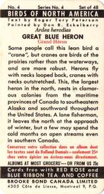 1962 Brooke Bond (Red Rose Tea) Birds of North America #4 Great Blue Heron Back