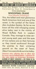 1962 Brooke Bond (Red Rose Tea) Birds of North America #34 Whooping Crane Back